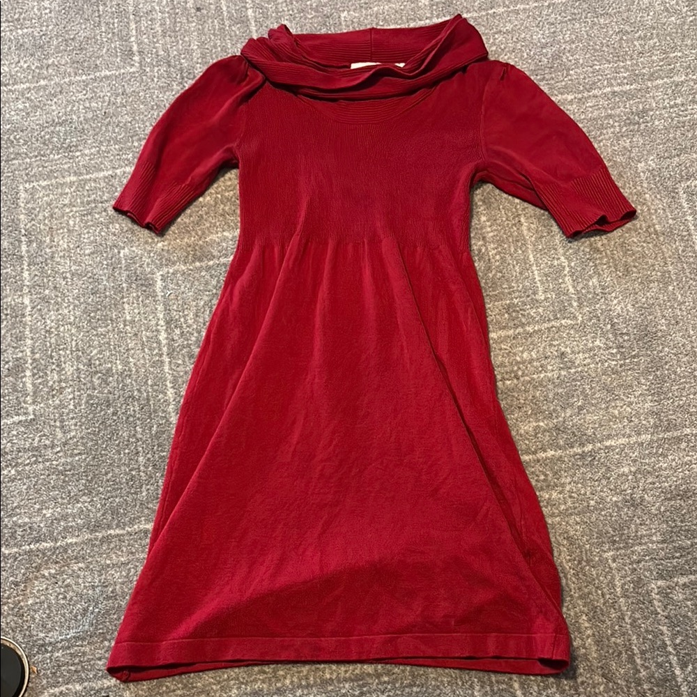 Chic Red Dress with Cowl Neck